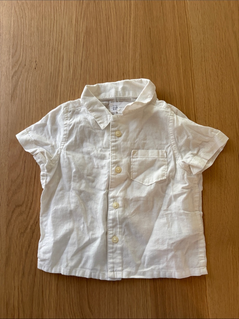 GAP White Short-Sleeve Linen Button-Down Shirt